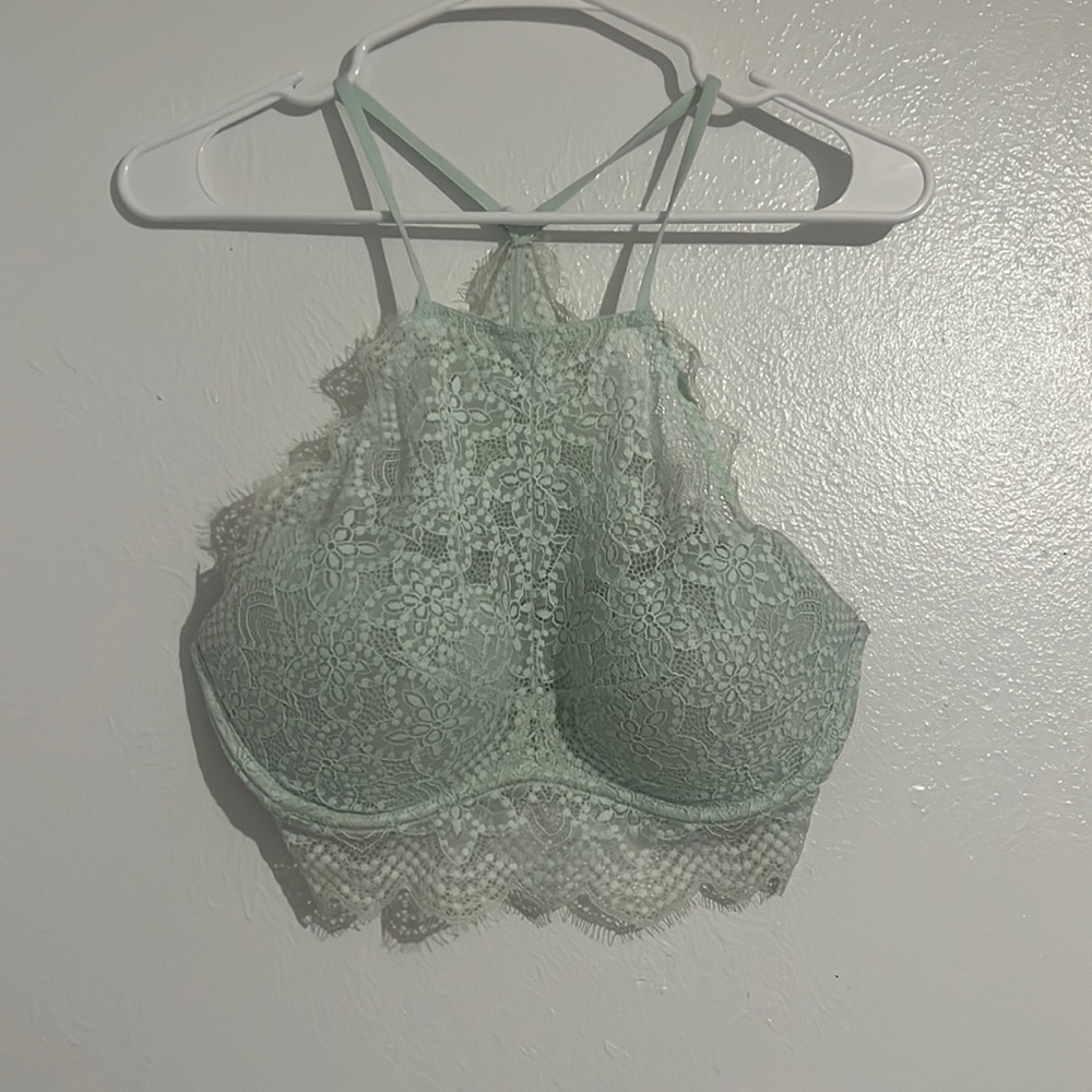 High neck lace bralette